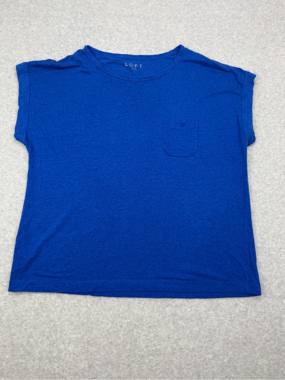 LOFT Women’s Large Blue Short Sleeve Pocket T-Shirt Casual Crew Neck